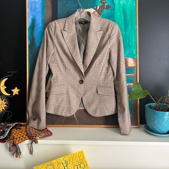 Y2K Cue Brown Plaid Blazer 10 - Picture 2 of 16